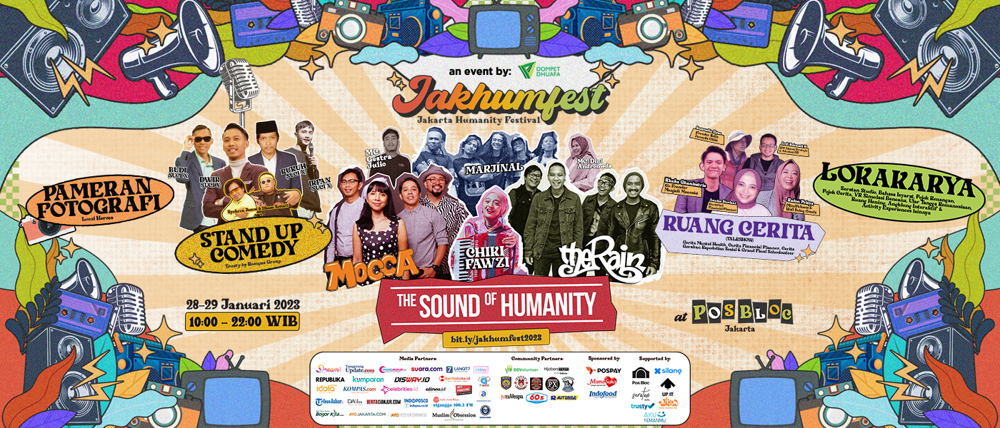 Jakhumfest atau Jakarta Humanity Festival kembali dihelat Dompet Dhuafa di Pos Boc, Jakarta, pada 28-29 Januari 2023.