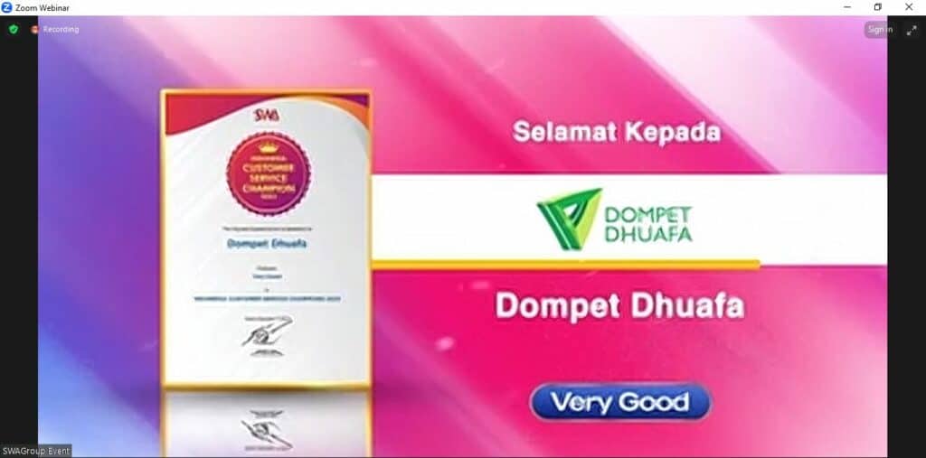 swa8 dompet dhuafa Dompet Dhuafa terima penghargaan SWA: Very Good Digital Marketing