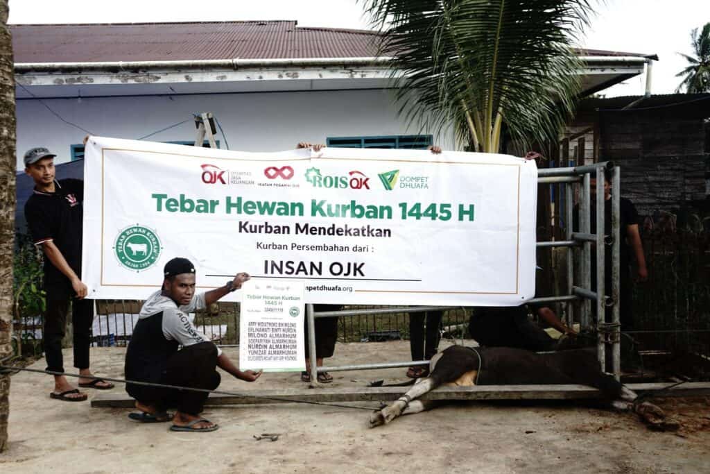 rois ojk maluku papua lampung2 dompet dhuafa Proses penyembelihan satu ekor hewan kurban yang berasal dari Insan OJK didistribusikan di Panti Asuhan Muhammadiyah Putri.