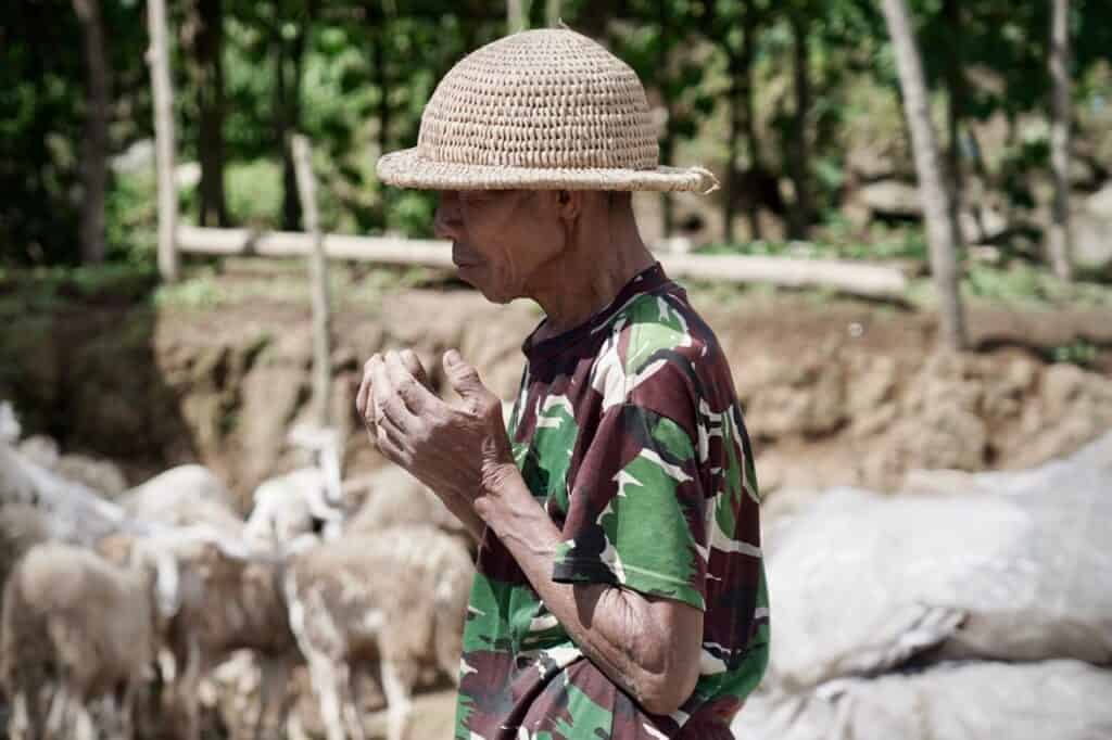 tebar hewan kurban di kaki gunung merbabu 2 dompet dhuafa Pak Kuswanto bersyukur ada hewan kurban di Desa Batur.