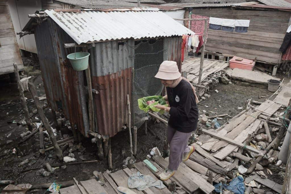 tebar hewan kurban di sumatra utara5 dompet dhuafa Chiki Fawzi ikut langsung mengantarkan daging kurban ke rumah-rumah warga Desa Jaring Halus.