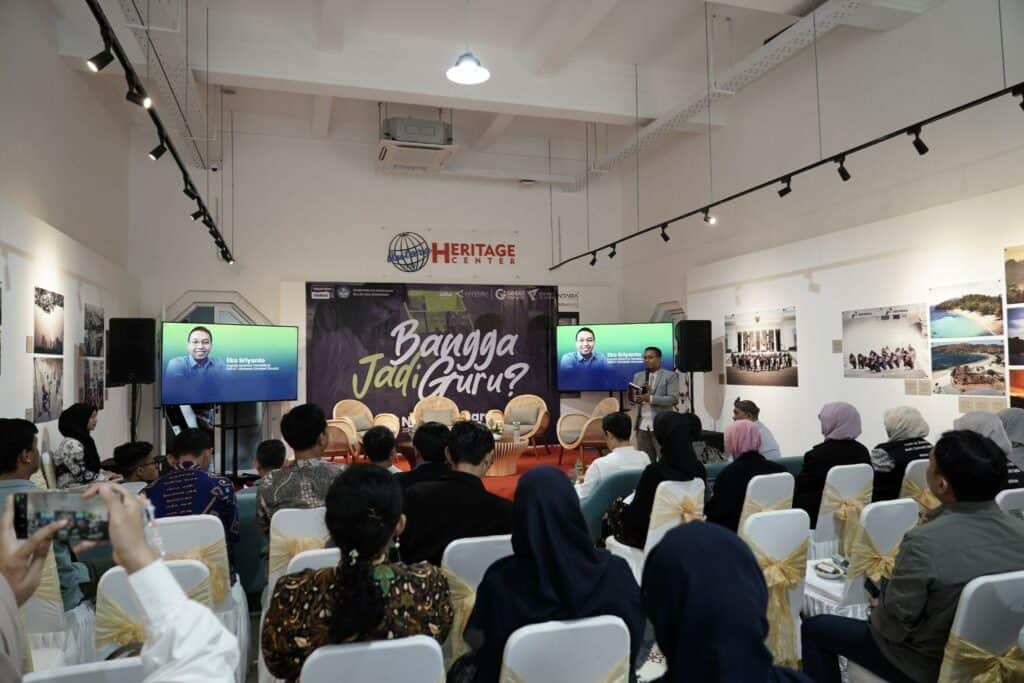 diskusi bangga jadi 4 dompet dhuafa Acara gelar wicara pada perayaan Hari Guru Nasional 2024 oleh Dompet Dhuafa di Gedung Antara Heritage Center (AHC), Jakarta Pusat, Selasa (26/11/2024).