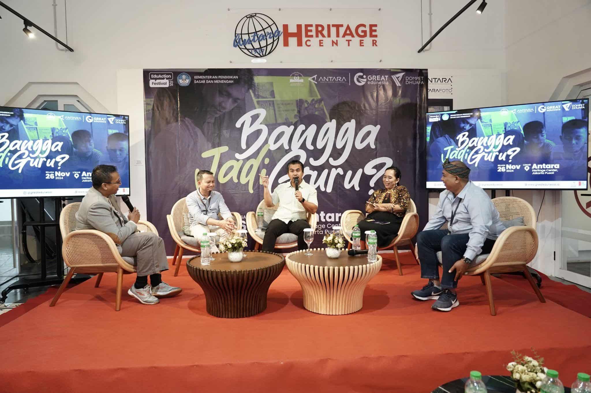 Diskusi "Bangga Jadi Guru?" yang digelar GREAT Edunesia dalam rangka memperingati Hari Guru Nasional 2024 di Gedung Antara Heritage Center (AHC), Jakarta Pusat, Selasa (26/11/2024).