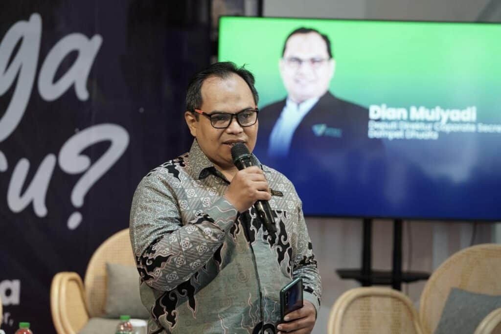 diskusi bangga jadi guru2 dompet dhuafa Dian Mulyadi menyampaikan sambutan dalam perayaan Hari Guru Nasional 2024 oleh Dompet Dhuafa di Gedung Antara Heritage Center (AHC), Jakarta Pusat, Selasa (26/11/2024).