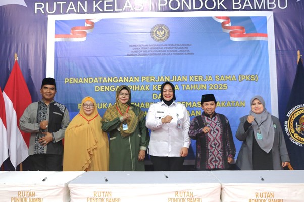 Penandatanganan Perjanjian Kerja Sama Rutan Kelas I Pondok Bambu dengan Dompet Dhuafa, Rabu (5/2/2025).