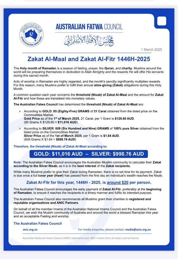 australian fatwa council tentang zakat dompet dhuafa Informasi Zakat Mal dan Zakat Fitrah 1446 H/2025 dari Australian Fatwa Council.