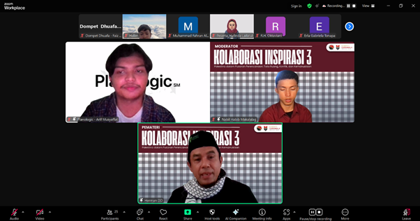 kolaborasi inspirasi untuk palestina2 dompet dhuafa Tangkapan layar kedua narasumber.