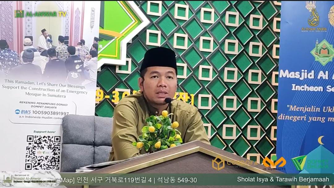 ustaz h m luqman hambali bsh ma dai ambassador dompet dhuafa 2026 saat berdakwah di incheon korea selatan dompet dhuafa Ustaz H. M. Luqman Hambali, B.Sh., M.A., Dai Ambassador Dompet Dhuafa 2026, saat berdakwah di Incheon, Korea Selatan.