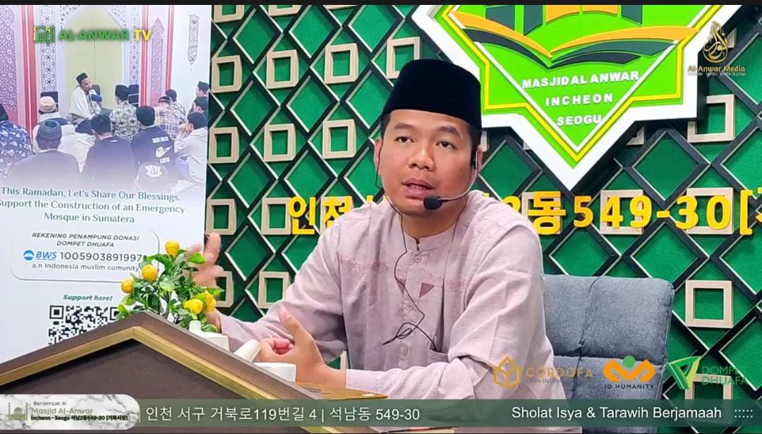 ustaz h m luqman hambali bsh ma dai ambassador dompet dhuafa 2026 saat berdakwah di incheon korea selatan dompet dhuafa Ustaz H. M. Luqman Hambali, B.Sh., M.A., Dai Ambassador Dompet Dhuafa 2026, saat berdakwah di Incheon, Korea Selatan.