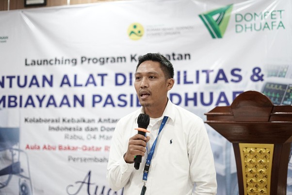 bantuan alat disabilitas dan pembiayaan pasien duafa audy dental4 dompet dhuafa Sambutan oleh Adityo Nugroho pada launching program kesehatan Bantuan Alat Disabilitas dan Pembiayaan Pasien Dhuafa, kerjasama Dompet Dhuafa dan Audy Dental.