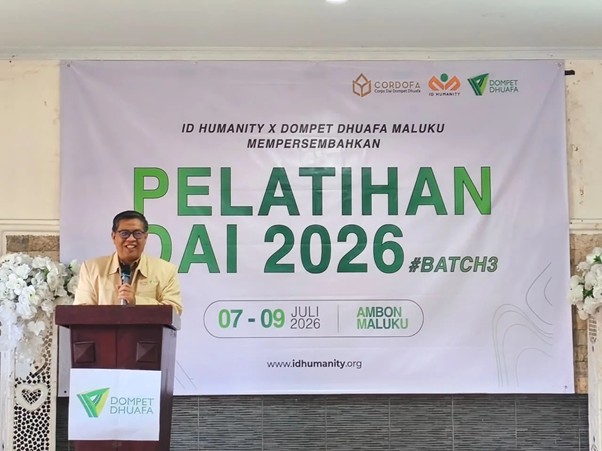 pelatihan dai 2026 batch 3 2 dompet dhuafa Juperta Panji Utama, Deputi Direktur I Program Sosial, Kemanusiaan, dan Dakwah Dompet Dhuafa, dalam sambutannya pada Pelatihan Dai 2026, yang berlangsung pada 7-9 Juli 2026 di Ambon, Maluku.